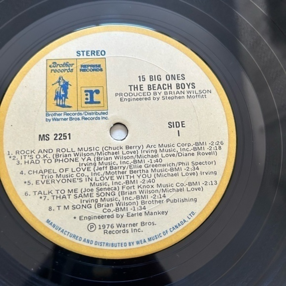 THE BEACH BOYS 15 Big Ones vintage 1976 Warner Bros Records vinyl Lp album. 12” - Picture 3 of 9